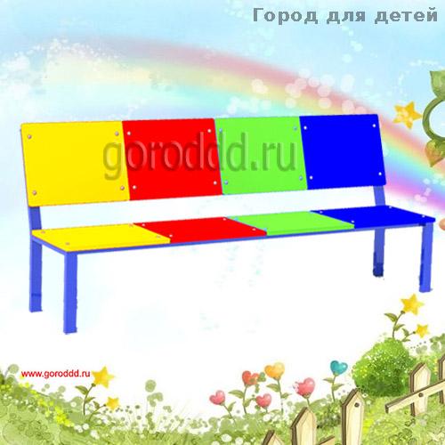 Купить уличную детскую лавочку «Пятнашки» для детской площадки
